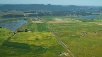 Ariel photo of highway 37 from Sears Point looking west.